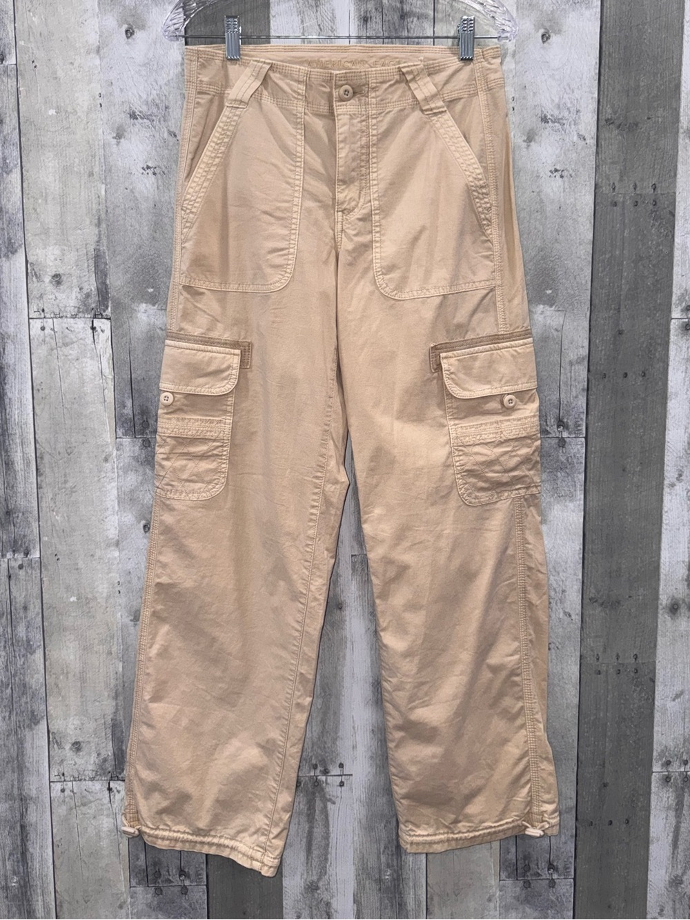 American Eagle Outfitters Beige Cargo Jogger Track Pants Sz. 2 - Picture 3 of 12